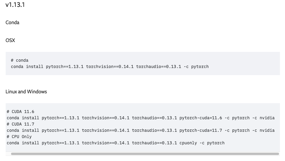 PyTorch previous versions